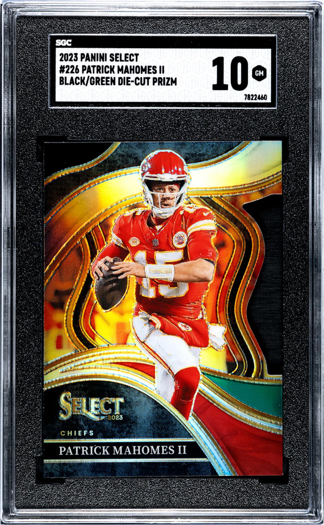 2023 Panini Select #226 Patrick Mahomes II Black/Green Die-Cut Prizm SGC 10