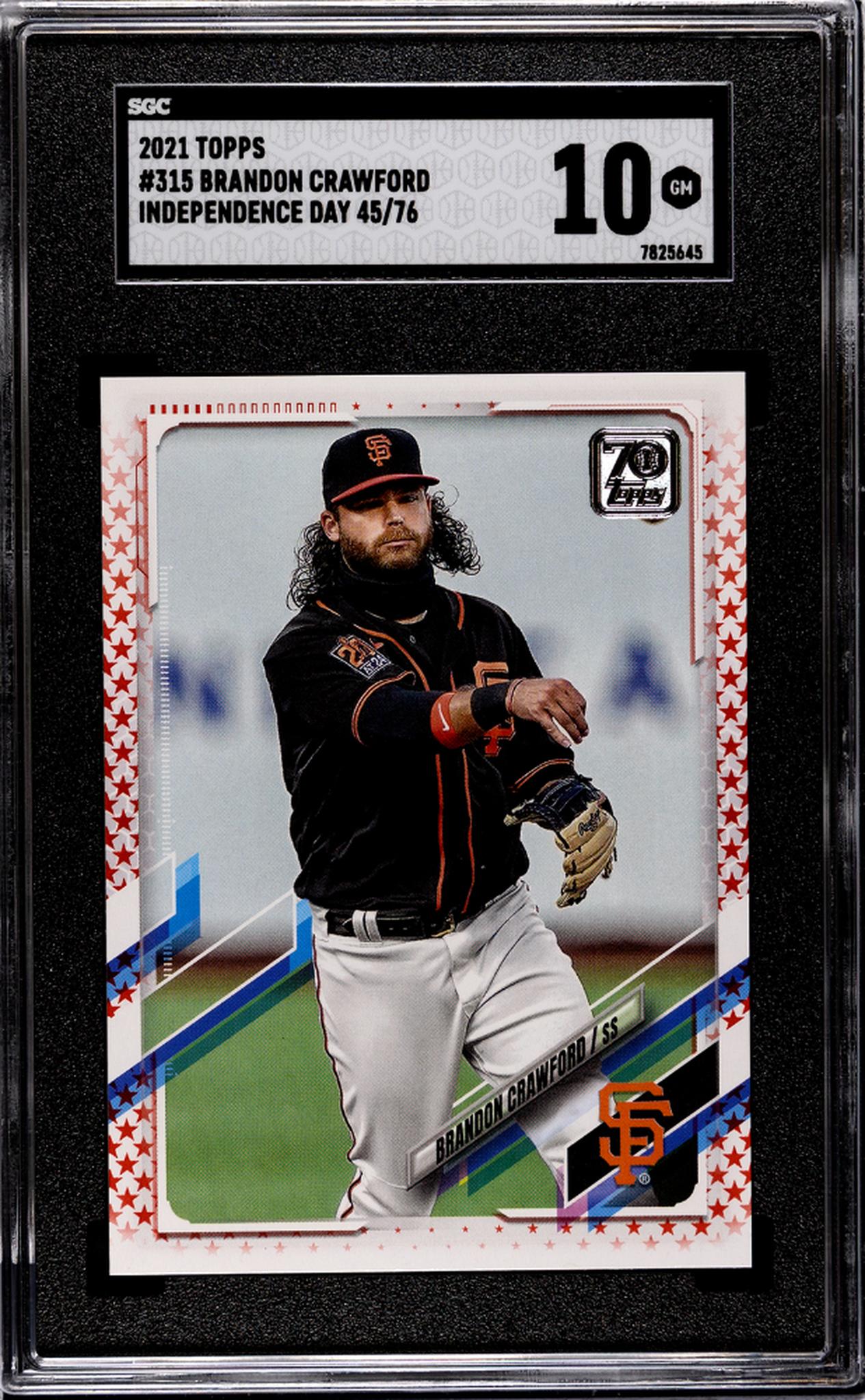 2021 Topps #315 Brandon Crawford Independence Day Independence /76 SGC 10