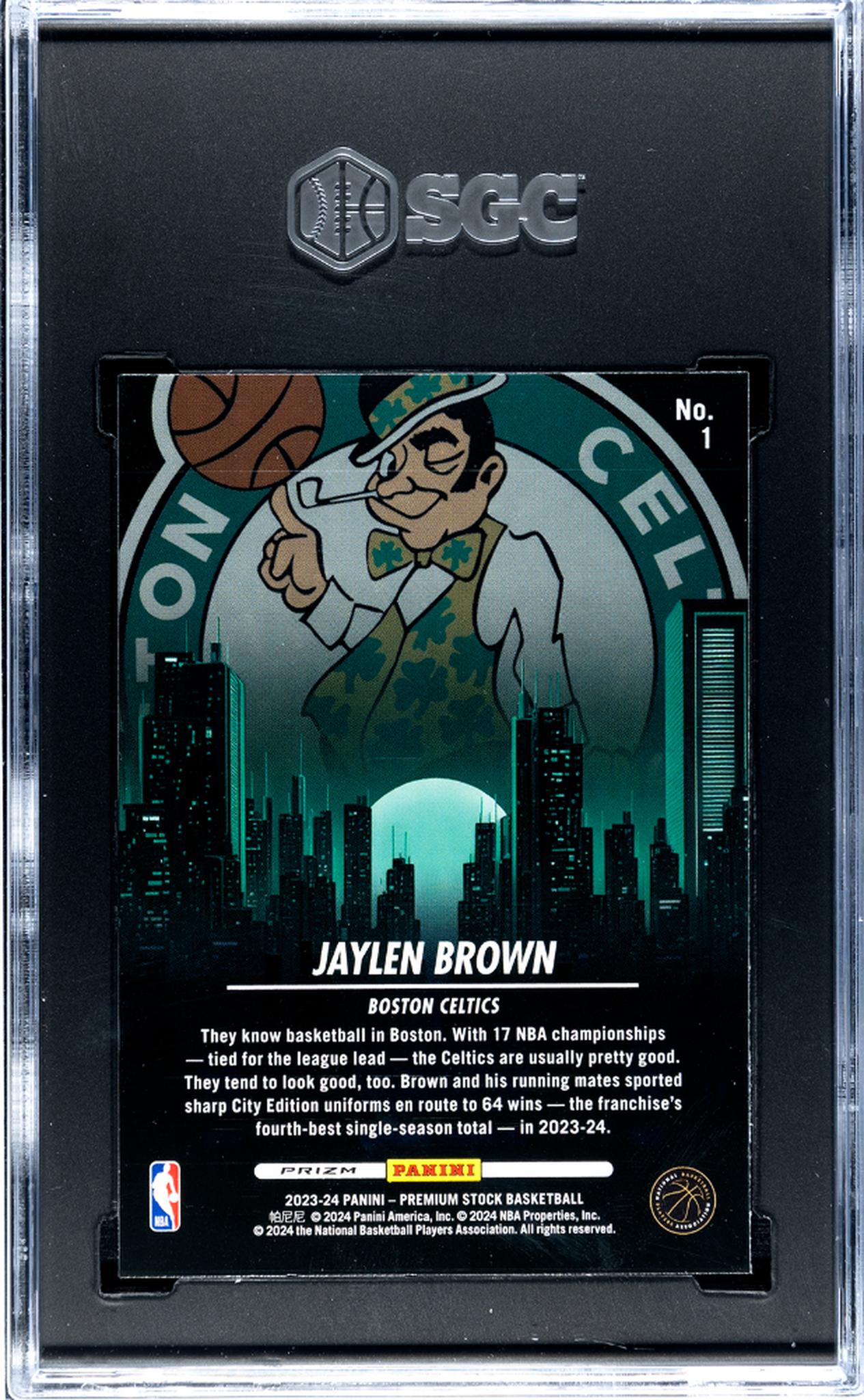 2023 NBA Hoops #1 Jaylen Brown City Edition SGC 9.5