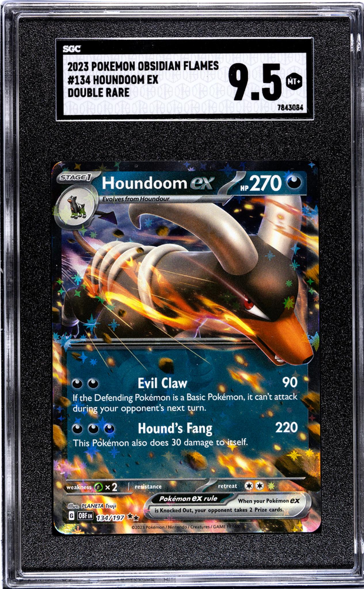 2023 Pokémon Obsidian Flames Houndoom #134 EX Double Rare SGC 9.5