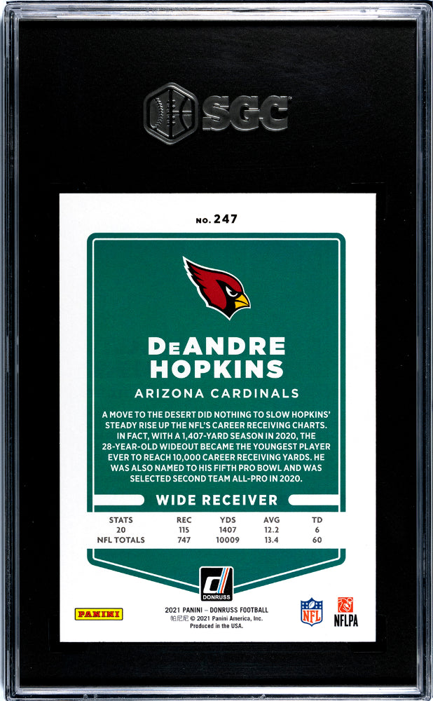 2021 Donruss #247 Deandre Hopkins Red Press Proof SGC 9.5