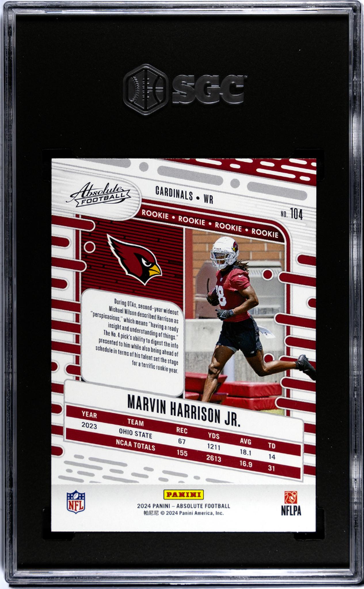 2024 Panini Absolute #104 Marvin Harrison Jr. Blue SGC 9.5