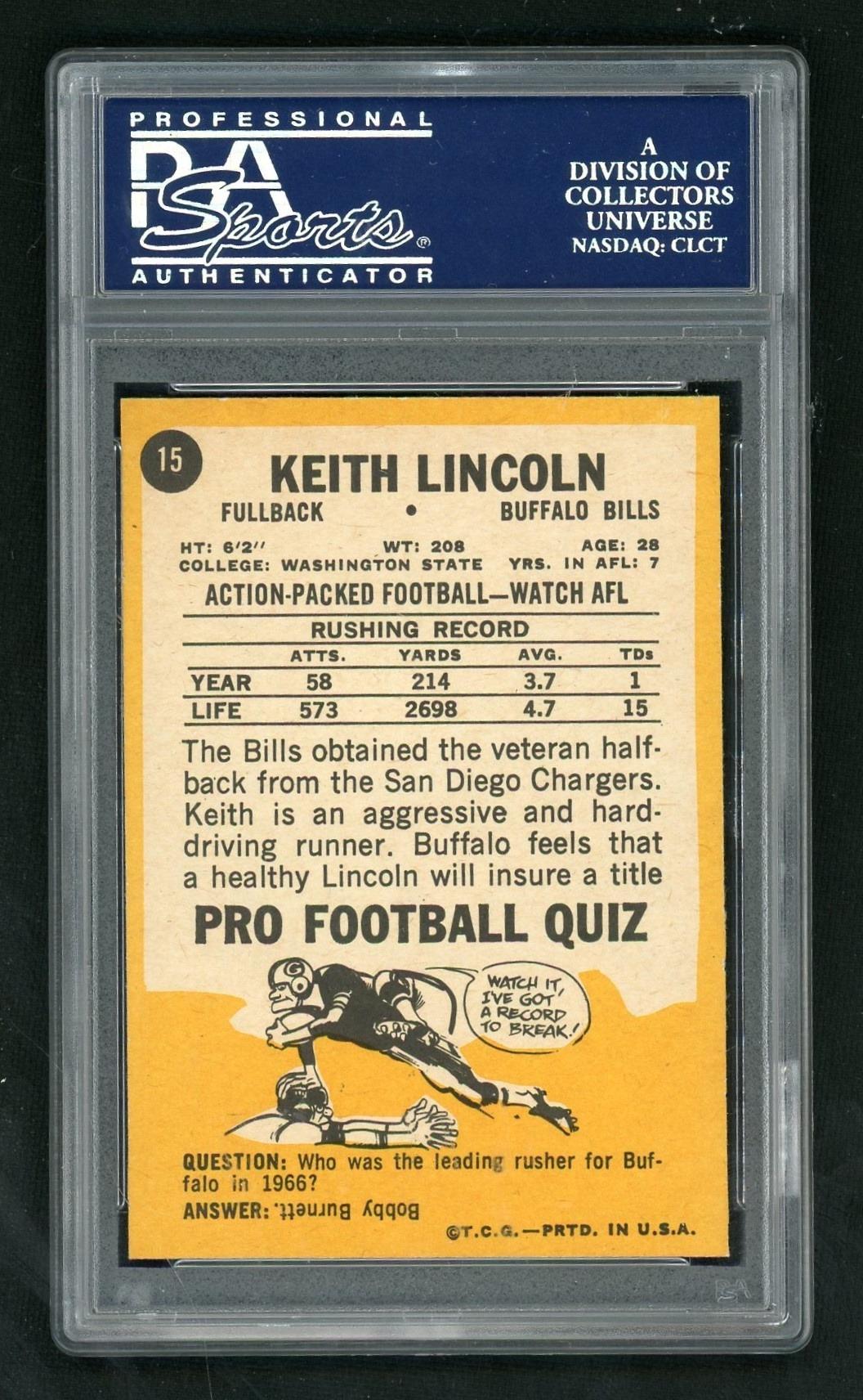 1967 Topps Keith Lincoln #15 PSA 7