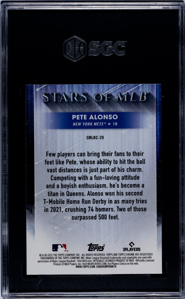 2022 Topps #SMLBC-29 Pete Alonso Stars Of Mlb Chrome SGC 9.5