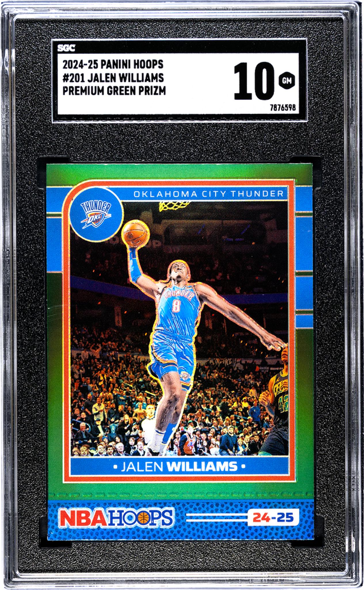2024-25 Panini Hoops #201 Jalen Williams Premium Green Prizm SGC 10