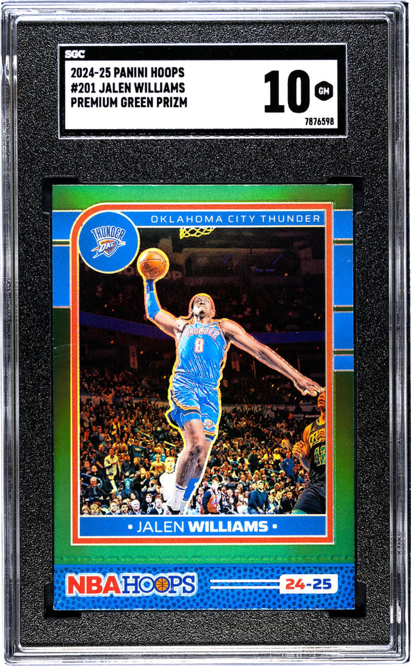 2024-25 Panini Hoops #201 Jalen Williams Premium Green Prizm SGC 10