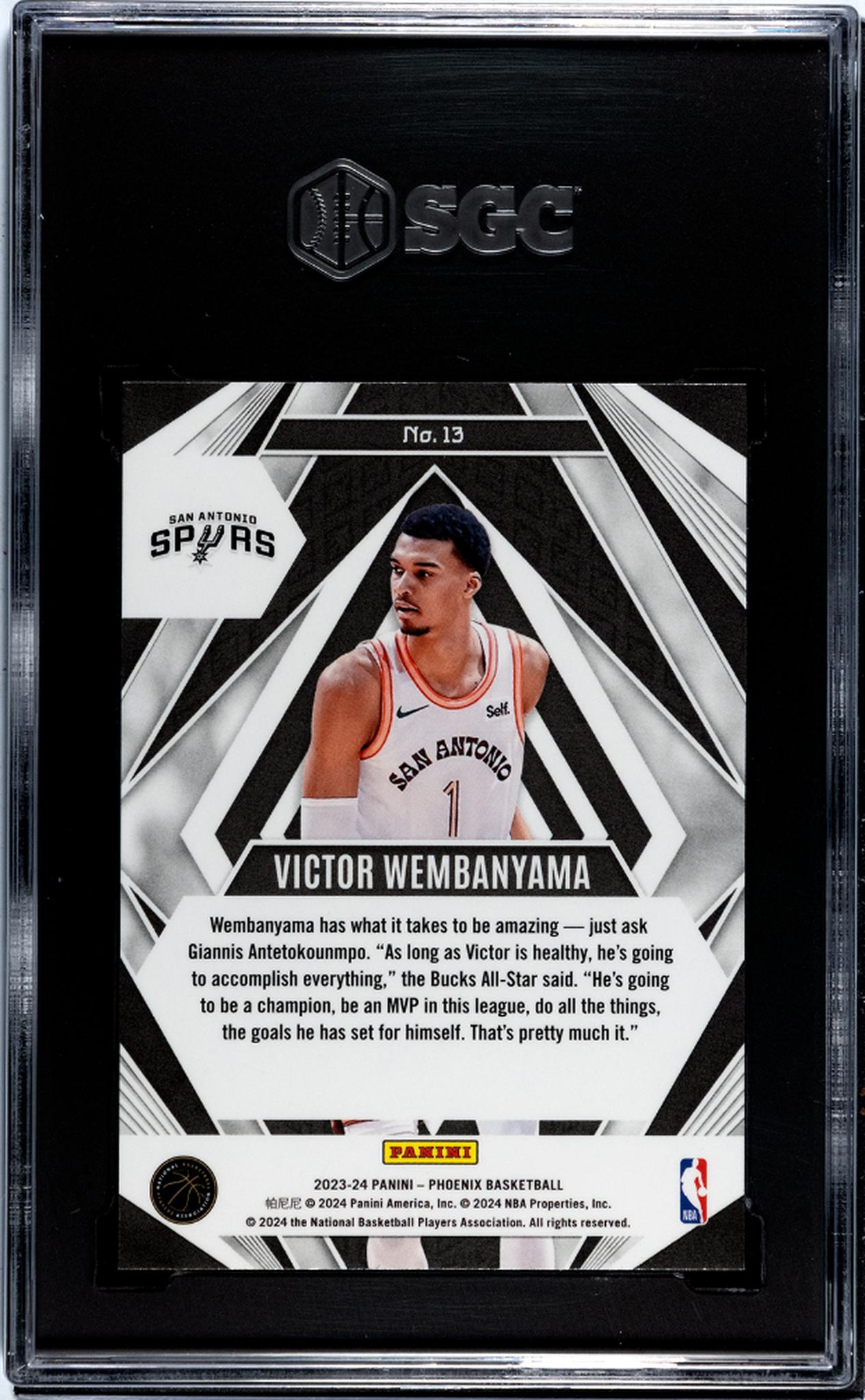 2023-24 Panini Phoenix #13 Victor Wembanyama Paragon SGC 9.5