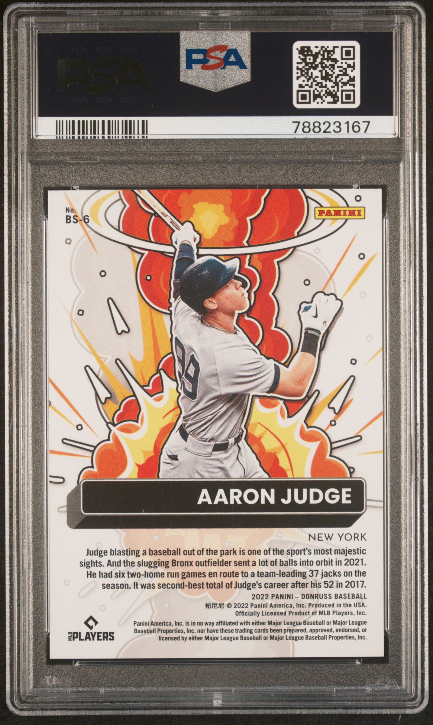 2022 Panini Donruss Bomb Squad Aaron Judge #BS6 /999 PSA 9