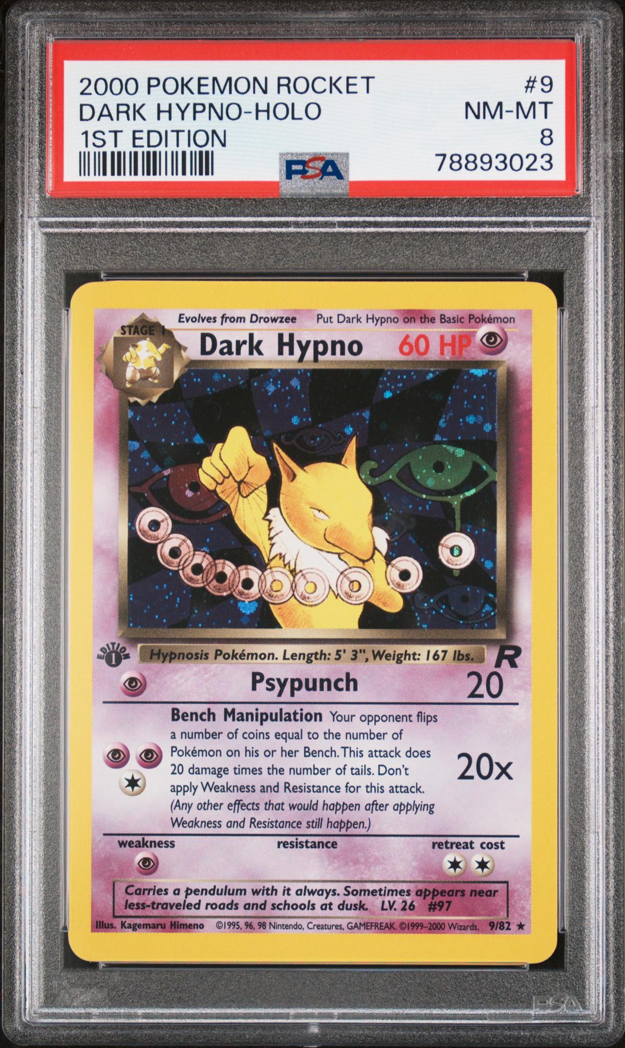 2000 Pokémon Rocket Dark Hypno #9 Holo 1st Edition PSA 8