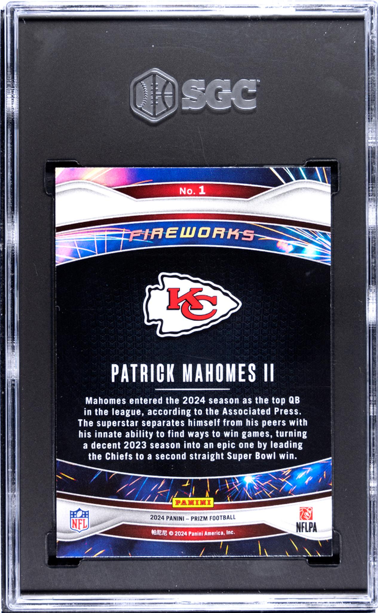 2024 Panini Prizm Fireworks Patrick Mahomes II #1 SGC 9.5