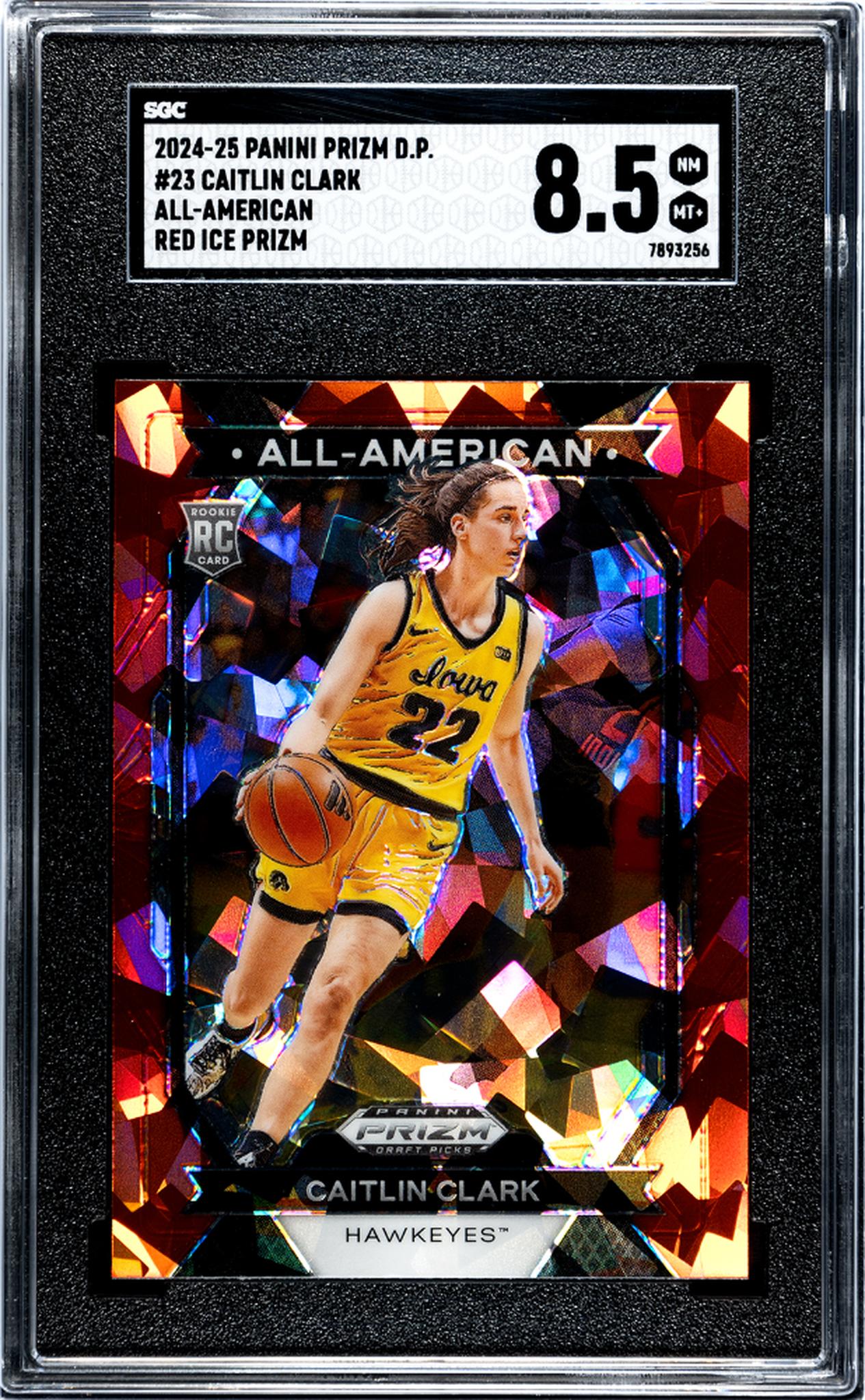 2024 Panini Prizm Draft Picks All-American Red Ice Caitlin Clark #23 RC SGC 8.5