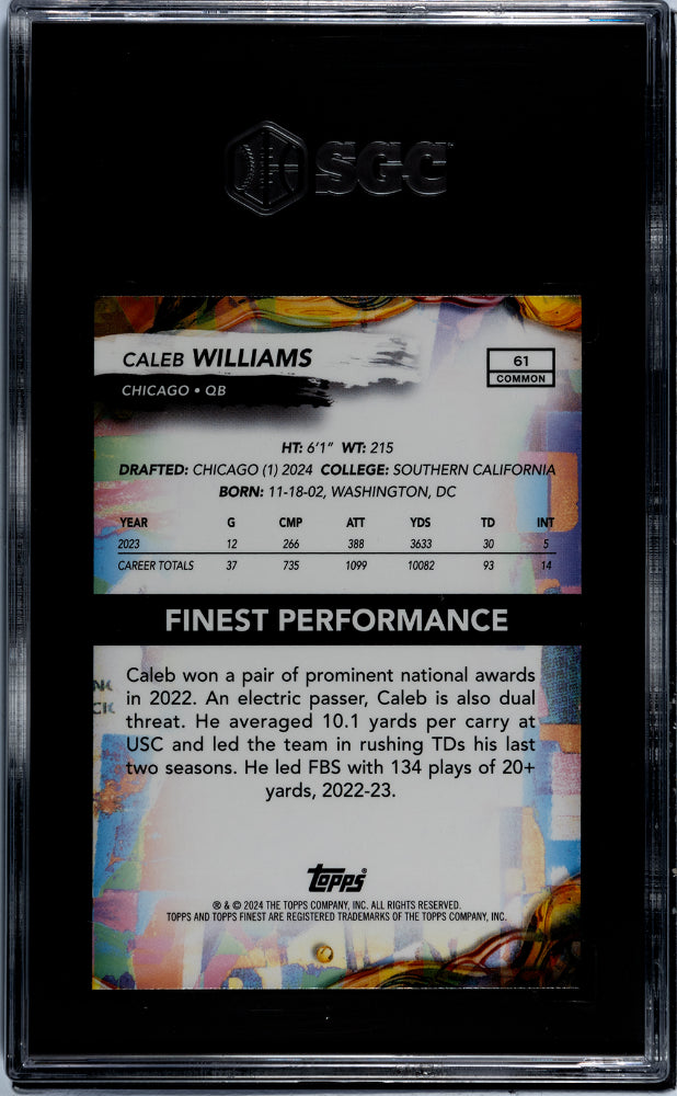 2024 Topps Finest #61 Caleb Williams SGC 9.5