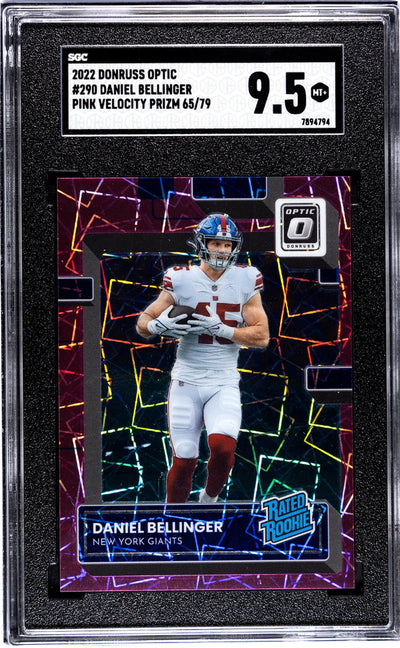 2022 Donruss Optic Daniel Bellinger #290 Pink Velocity Prizm /79 SGC 9.5
