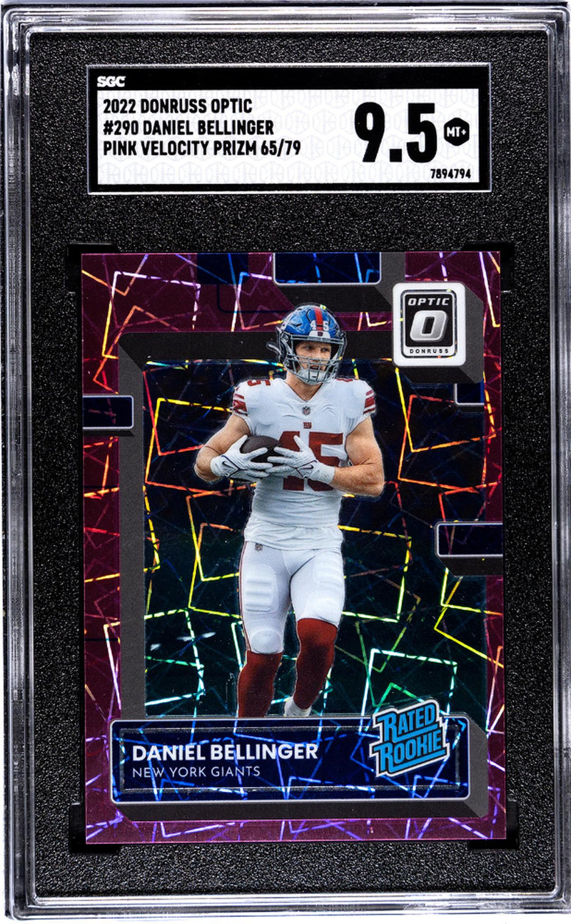 2022 Donruss Optic Daniel Bellinger #290 Pink Velocity Prizm /79 SGC 9.5