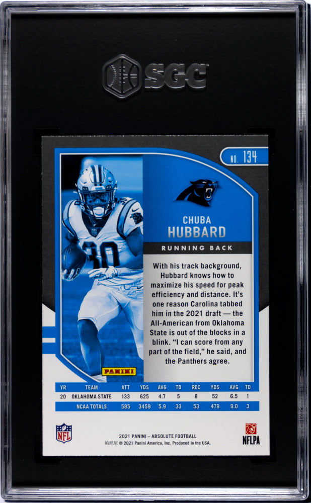 2021 Panini Absolute Retail Chuba Hubbard #134 RC SGC 10