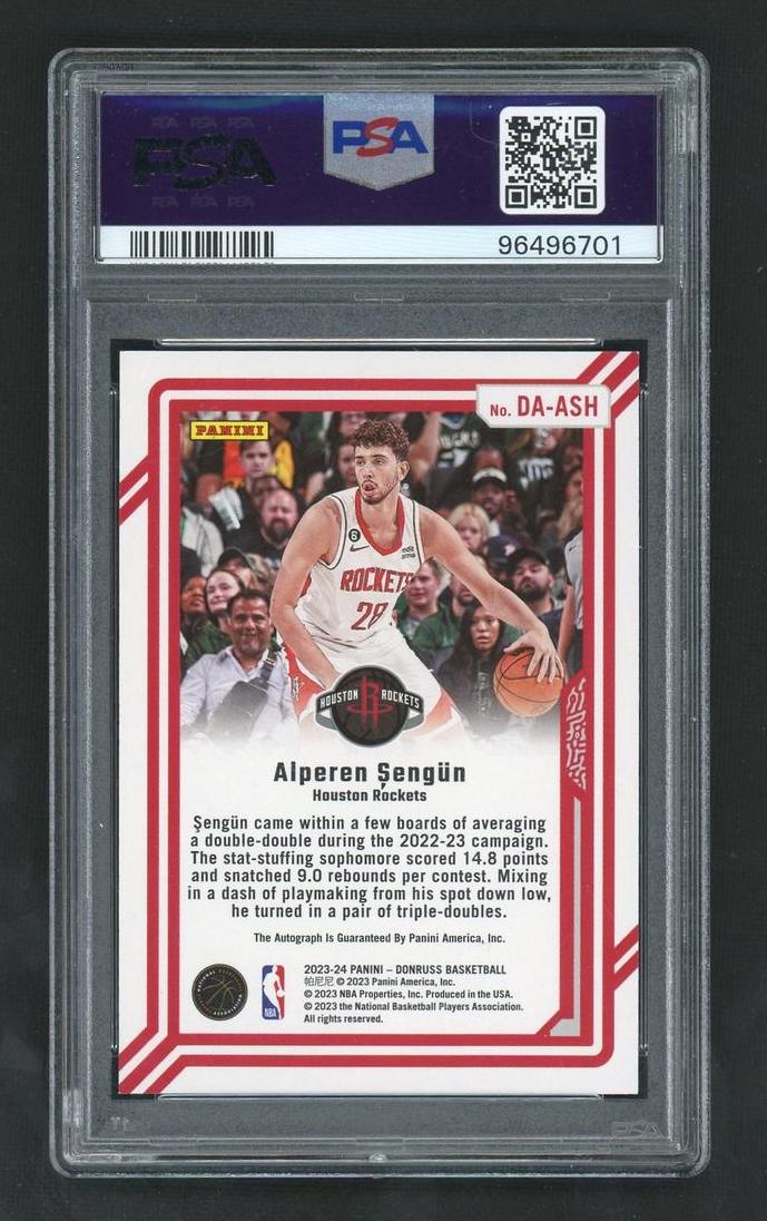 2023 Panini Donruss Dominators Autographs Holo Red and Gold Laser Alperen Sengun #DAASH PSA 10