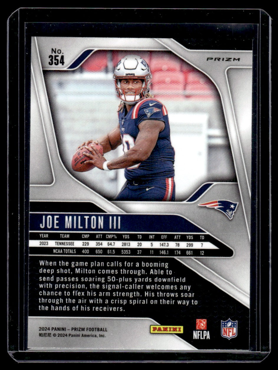 2024 Panini Prizm Checkerboard Joe Milton III #354 RC