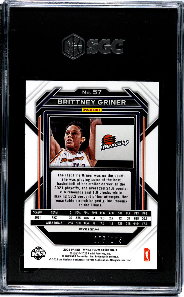 2023 Panini Prizm Wnba #57 Brittney Griner Blue Prizm 75/175 SGC 9.5