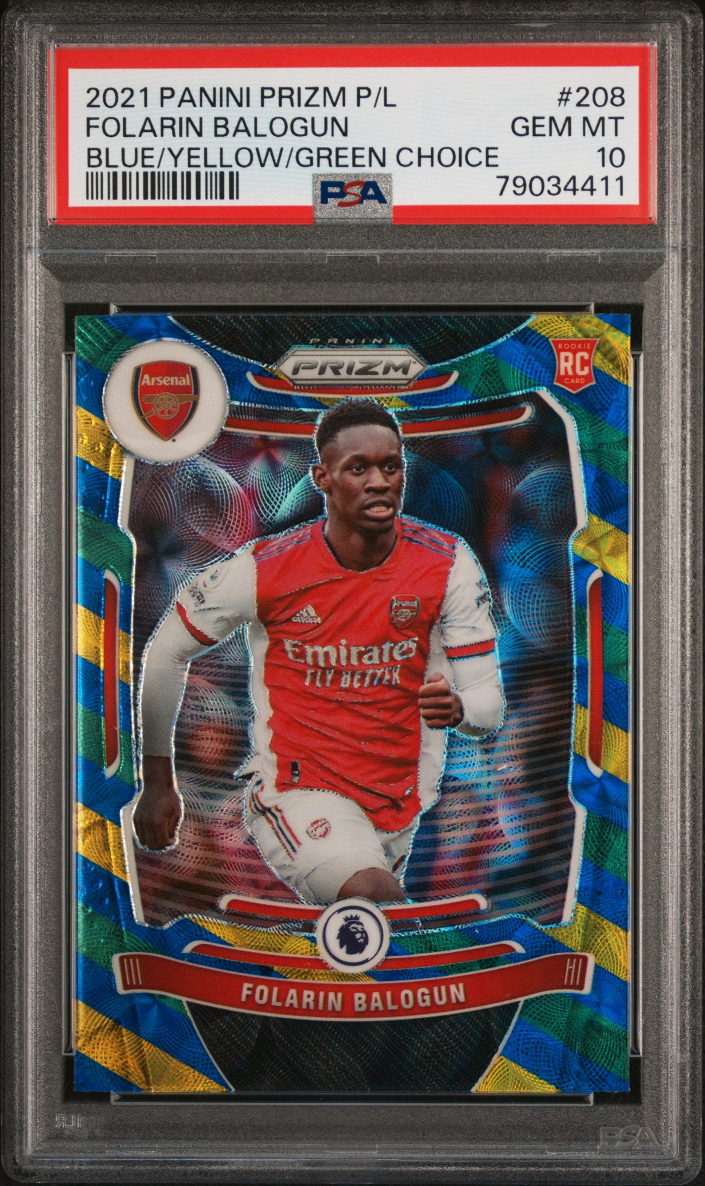 2021 Panini Prizm Premier League Folarin Balogun #208 PSA 10 RC