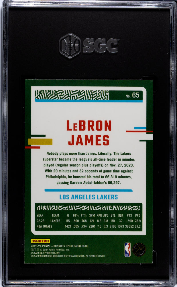 2023-24 Panini Donruss Optic LeBron James #65 SGC 8.5