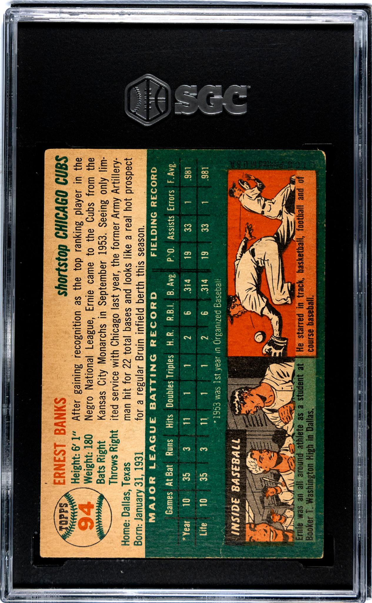 1954 Topps Ernie Banks #94 RC SGC 2