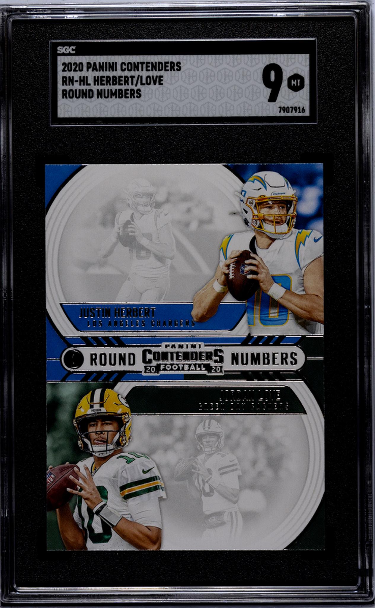 2020 Panini Contenders #RN-HL Herbert/Love Round Numbers SGC 9