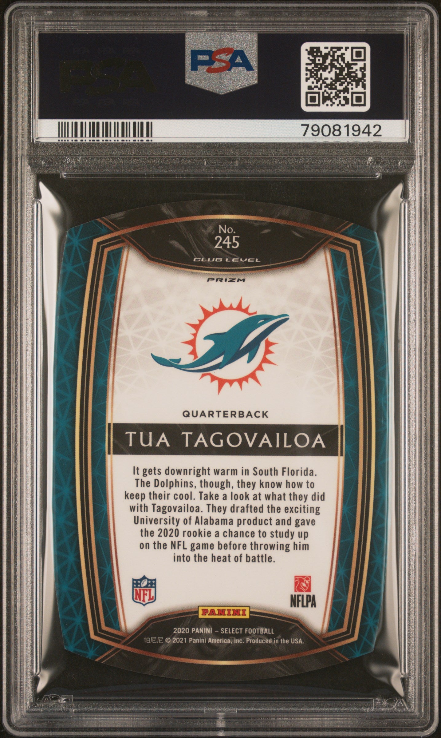2020 Panini Select Blue Prizm Tua Tagovailoa #245 RC PSA 10