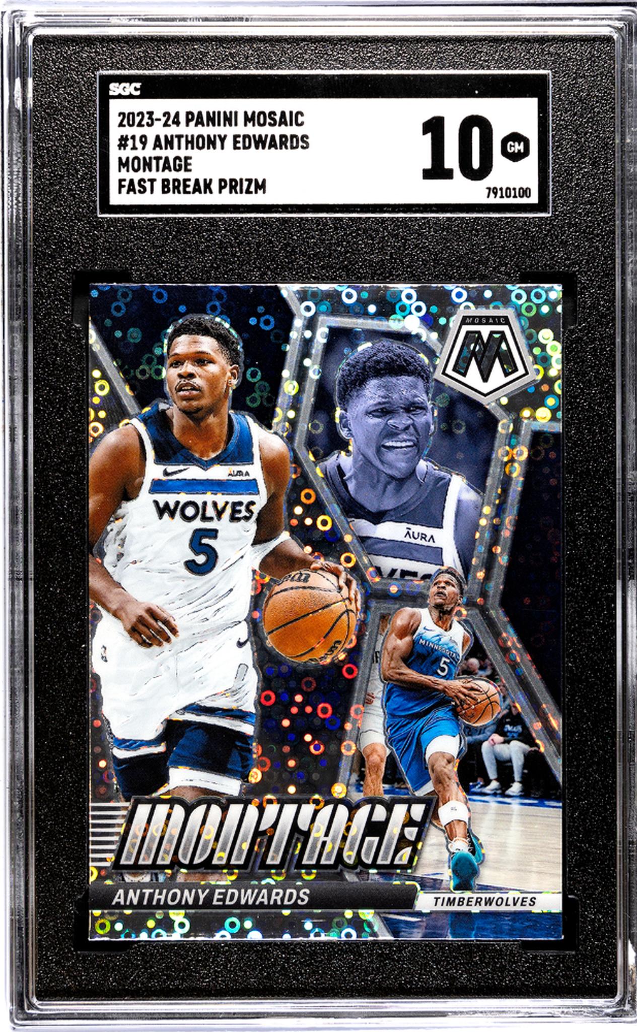 2023-24 Panini Mosaic #19 Anthony Edwards Montage Fast Break Prizm SGC 10