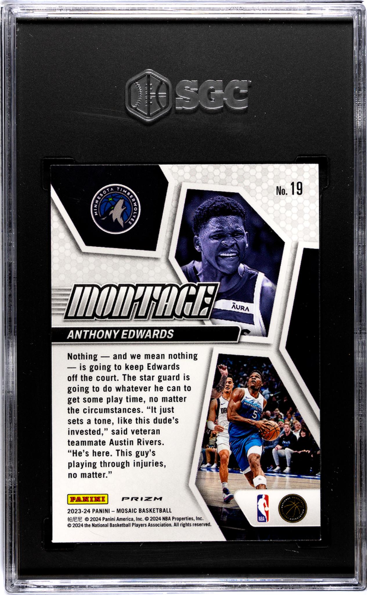 2023-24 Panini Mosaic #19 Anthony Edwards Montage Fast Break Prizm SGC 10