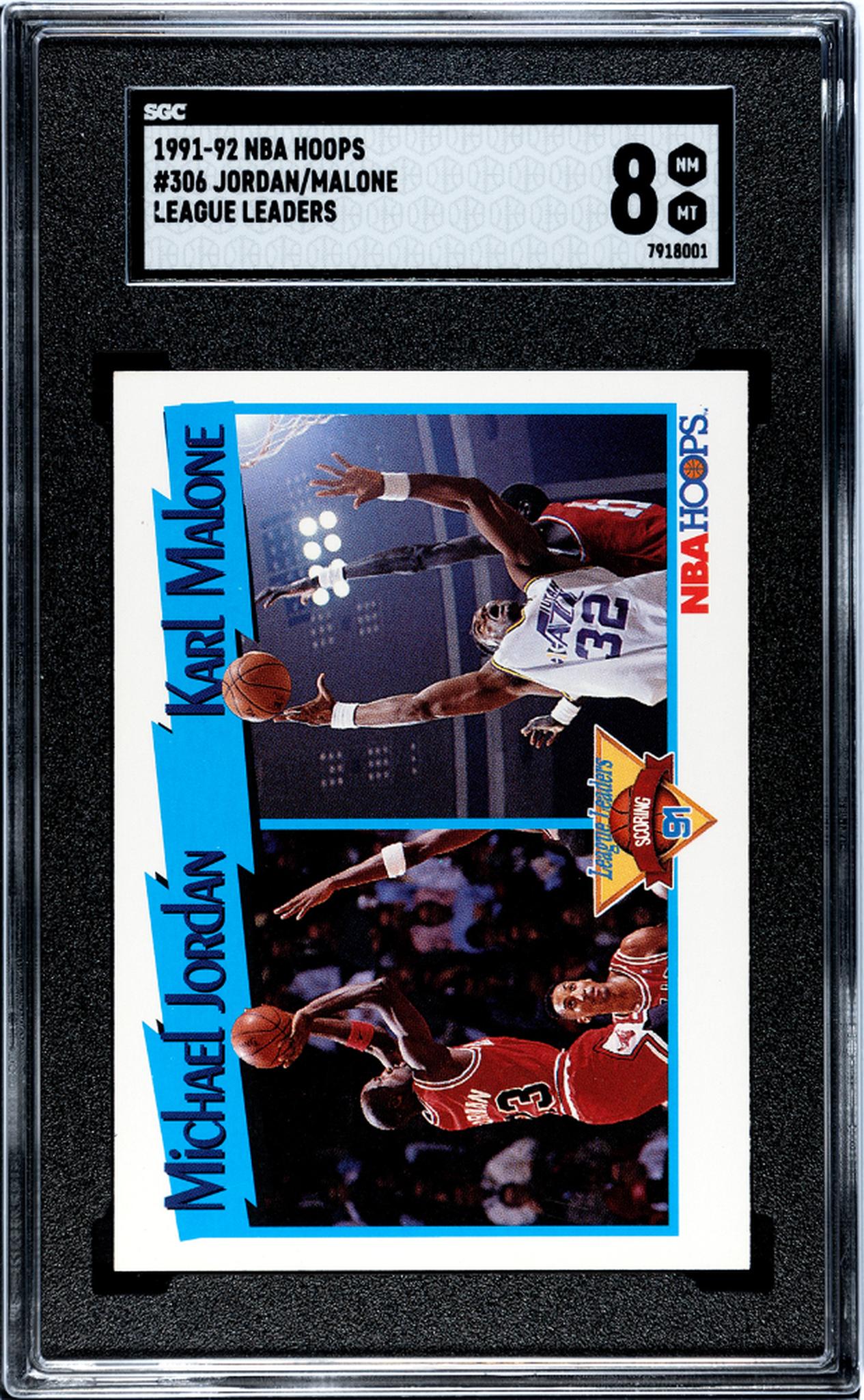 1991 Hoops #306 Michael Jordan/Karl Malone League Leaders SGC 8