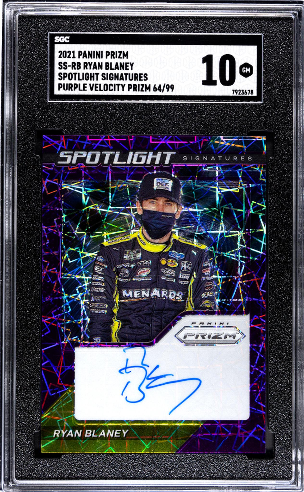 2021 Panini Prizm Spotlight Purple Ryan Blaney #SS-RB Auto 64/99 SGC 10
