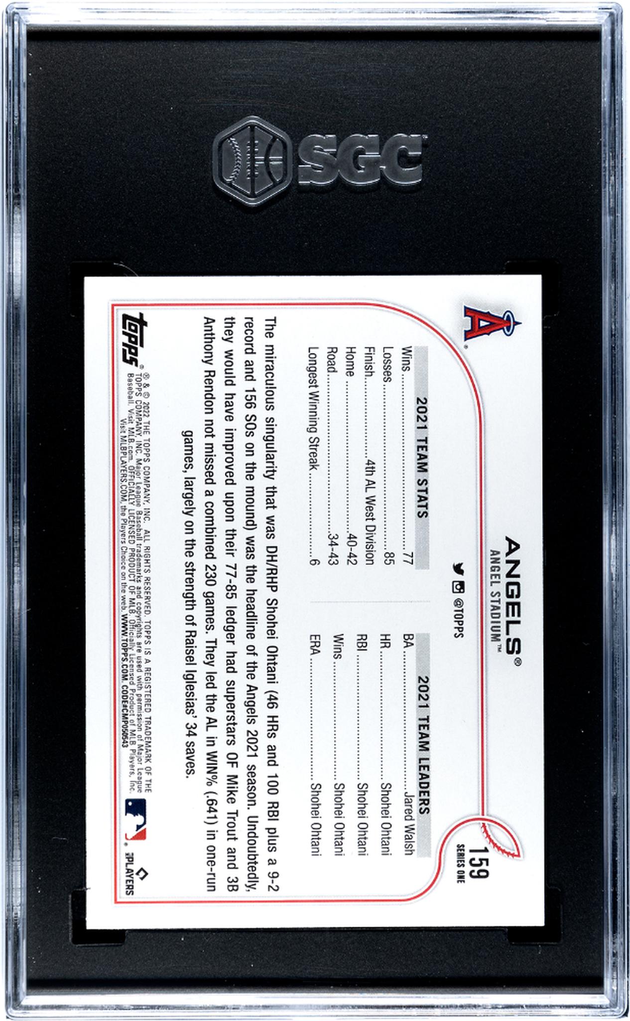 2022 Topps #159 Shohei Ohtani SGC 10