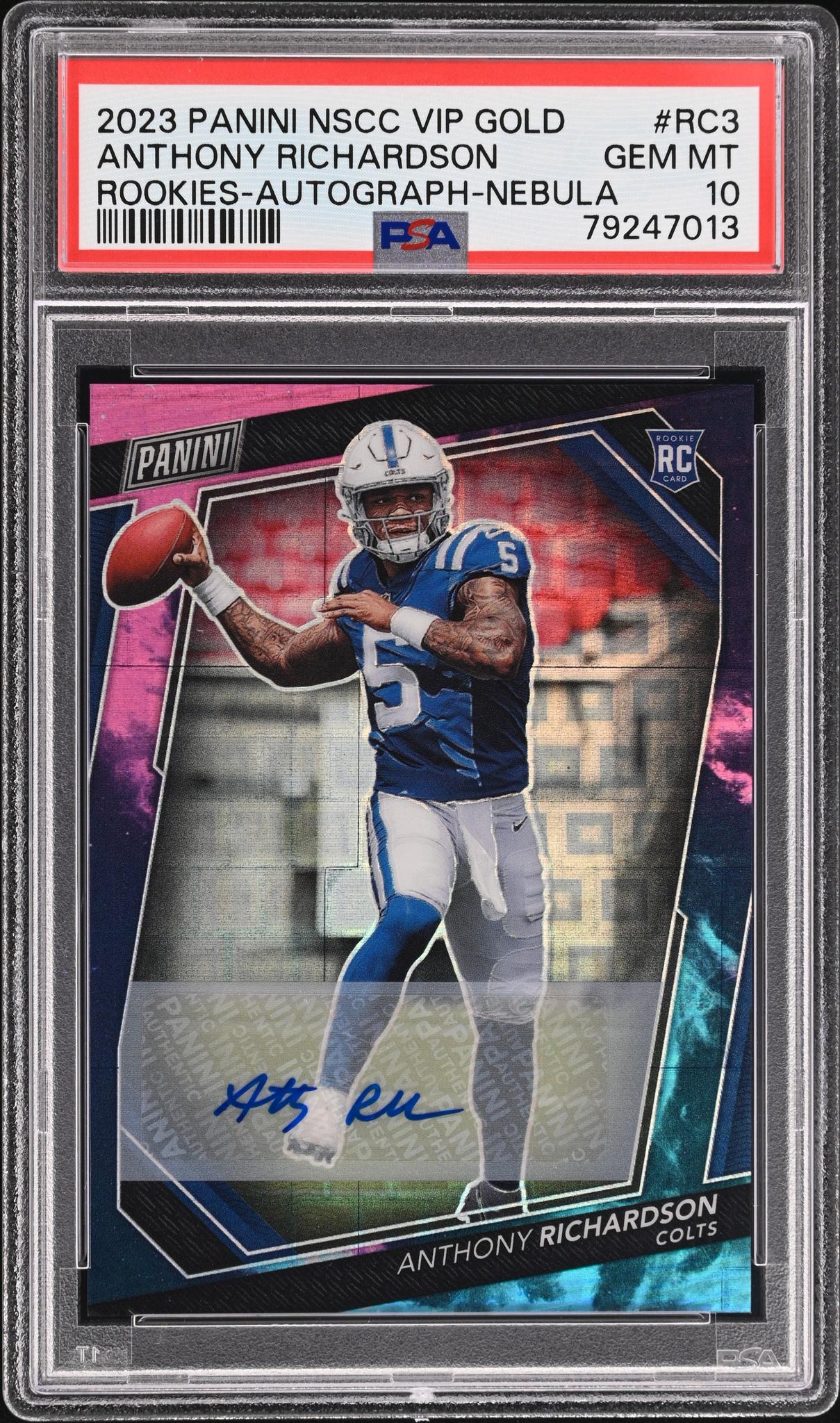2023 Prizm #RC3 Anthony Richardson NSCC VIP Gold /7 PSA 10