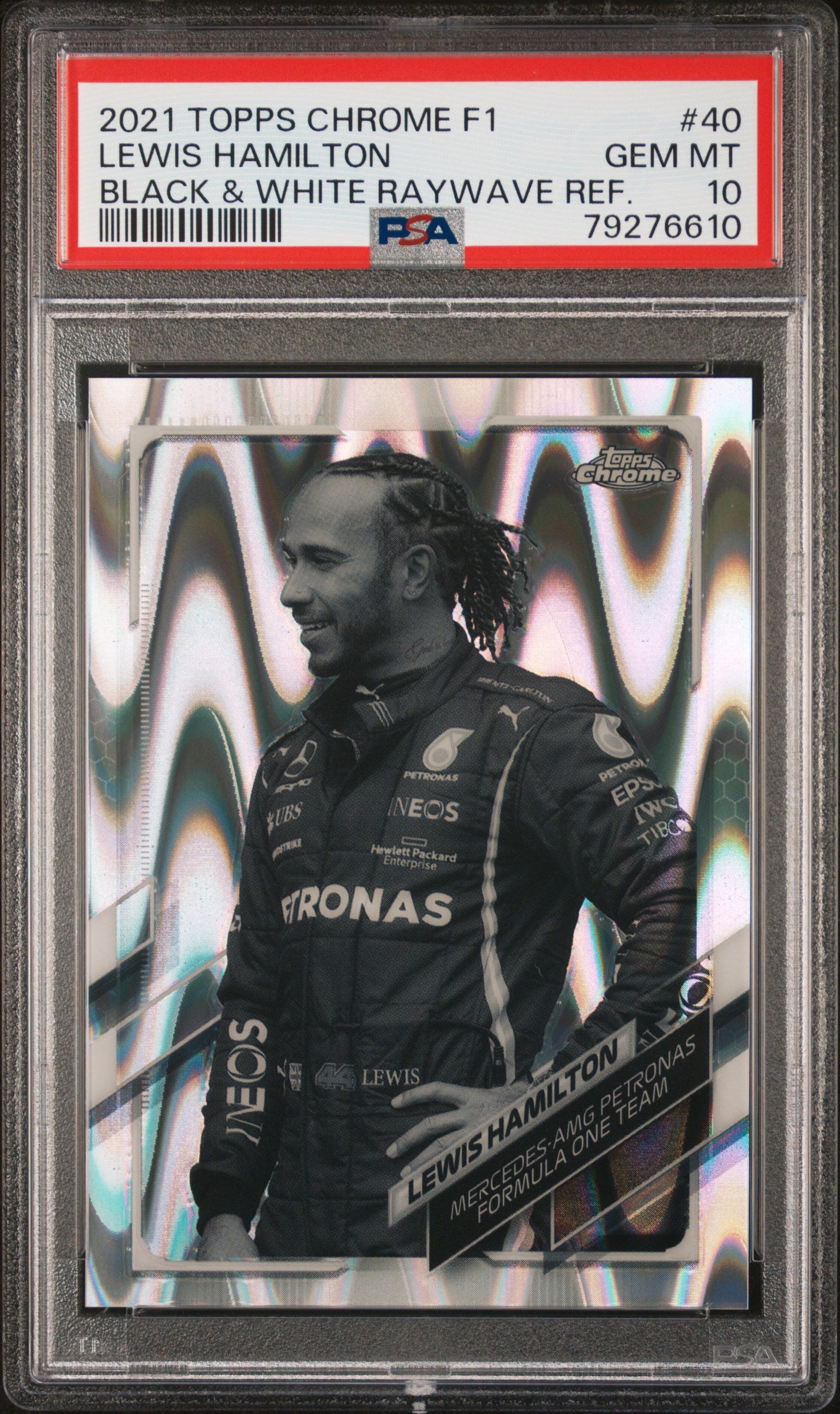 2021 Topps Chrome F1 Black & White RayWave Refractor Lewis Hamilton #40 PSA 10