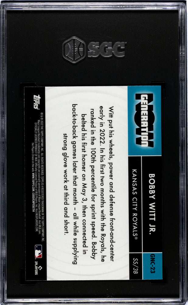 2022 Topps Chrome Update #GNC-23 Bobby Witt Jr. Generation Now SGC 10