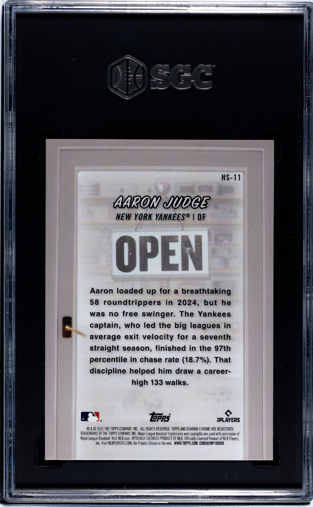 2025 Bowman #HS-11 Aaron Judge Hobby Stars SGC 9