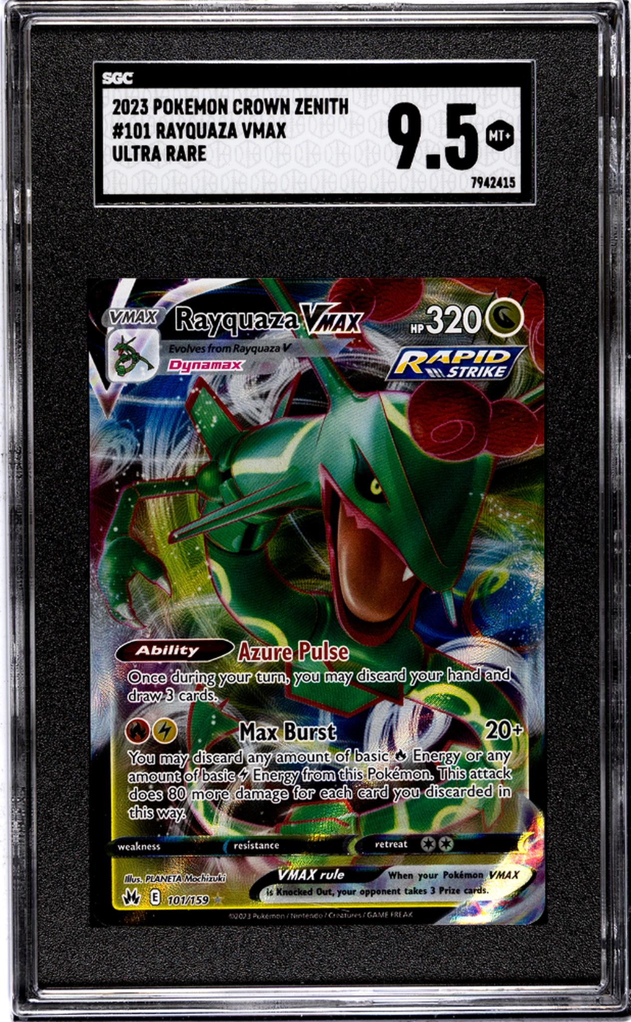 2023 Nintendo Pokemon Crown Zenith #101/159 Rayquaza VMAX SGC 9.5