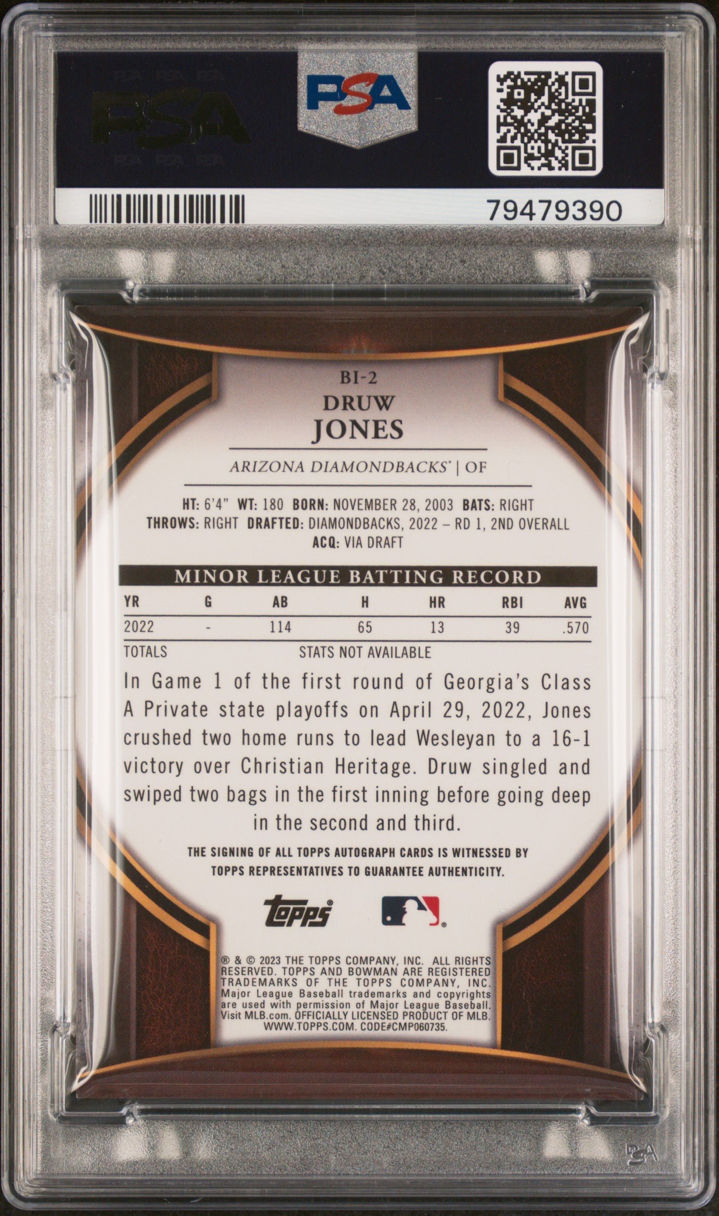 2023 Bowman #BI-2 Druw Jones Invicta /50 PSA 9