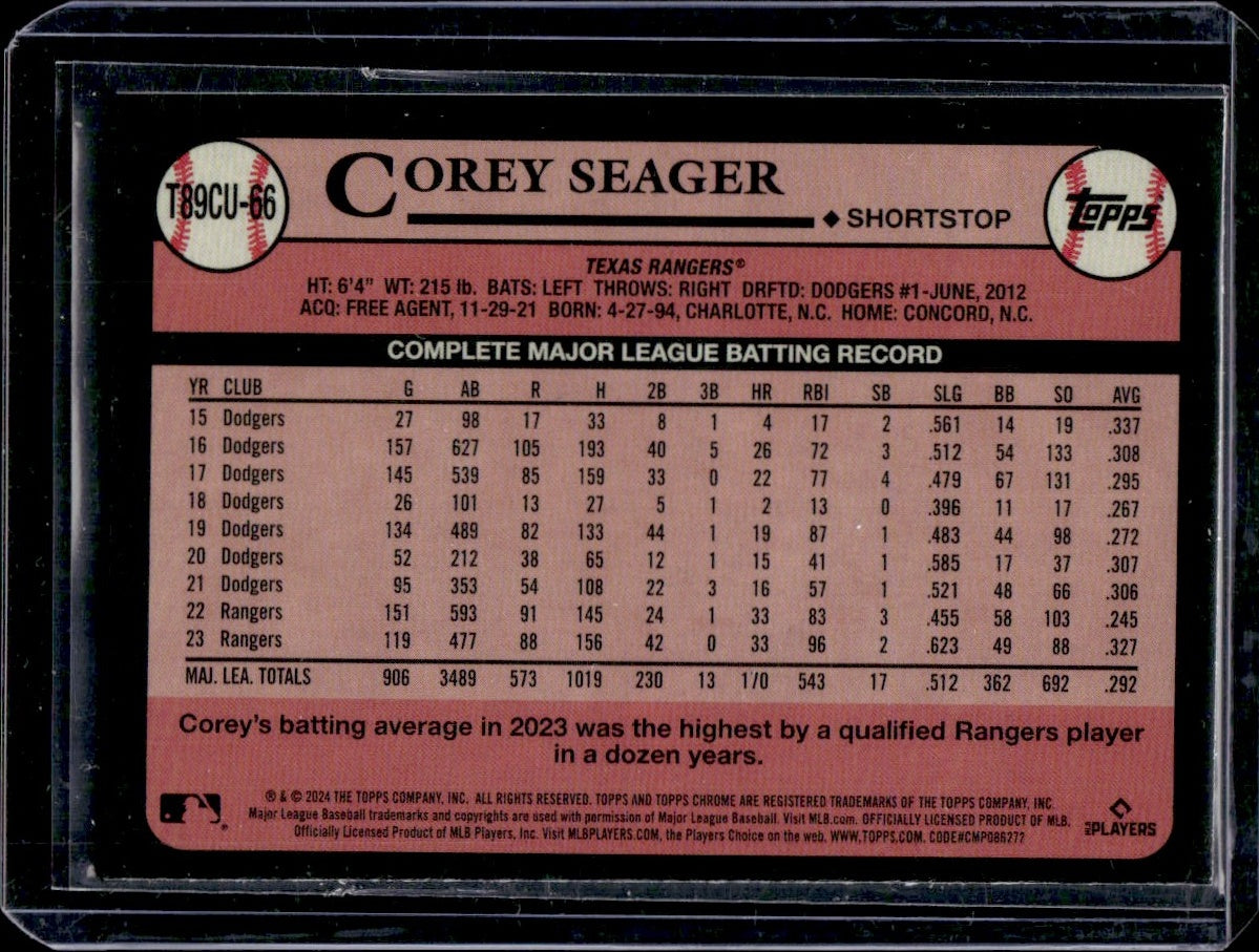 2024 Topps Chrome #T89CU-66 Corey Seager /99 Texas Rangers