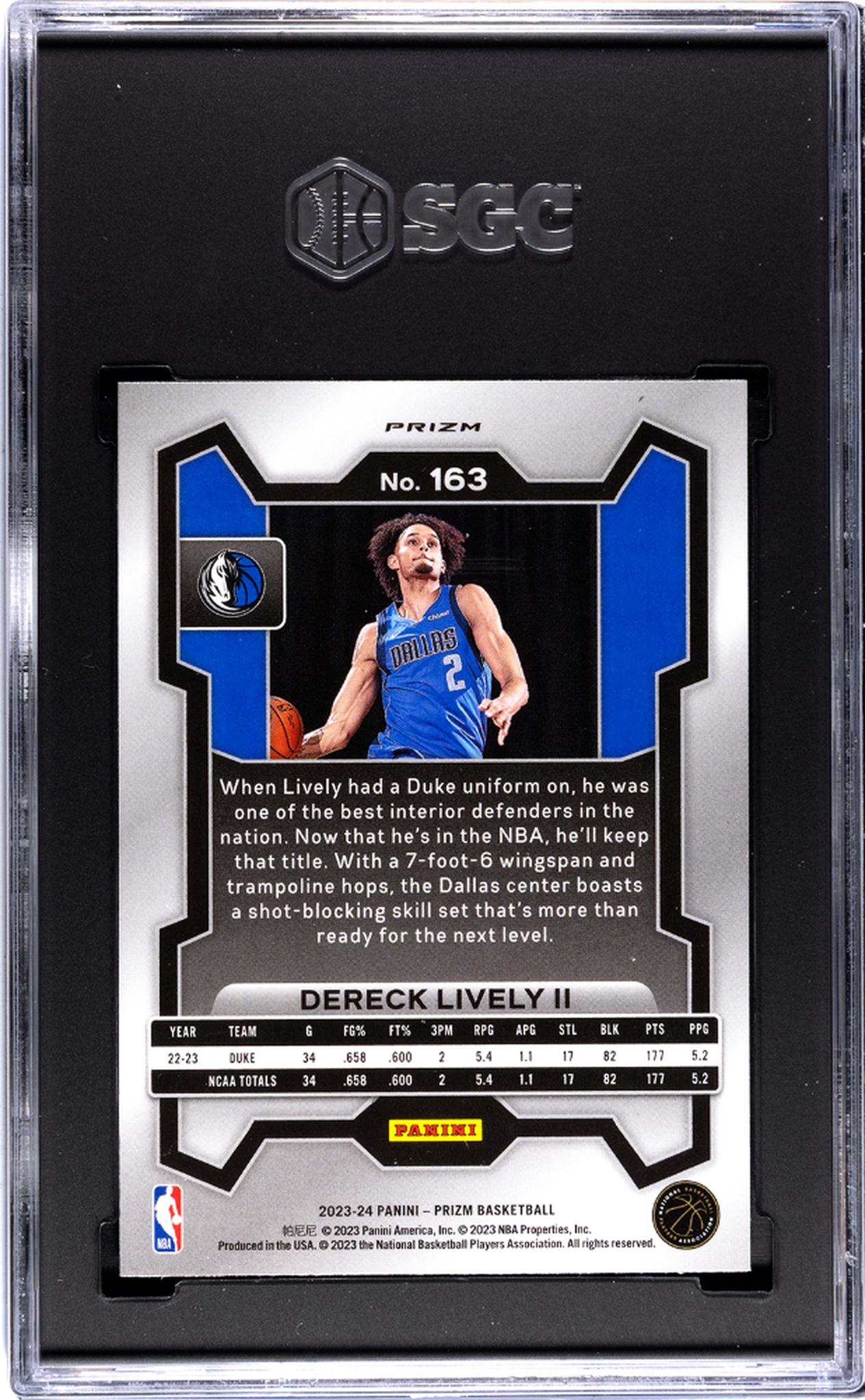 2023-24 Panini Prizm #163 Dereck Lively II Silver Prizm SGC 10