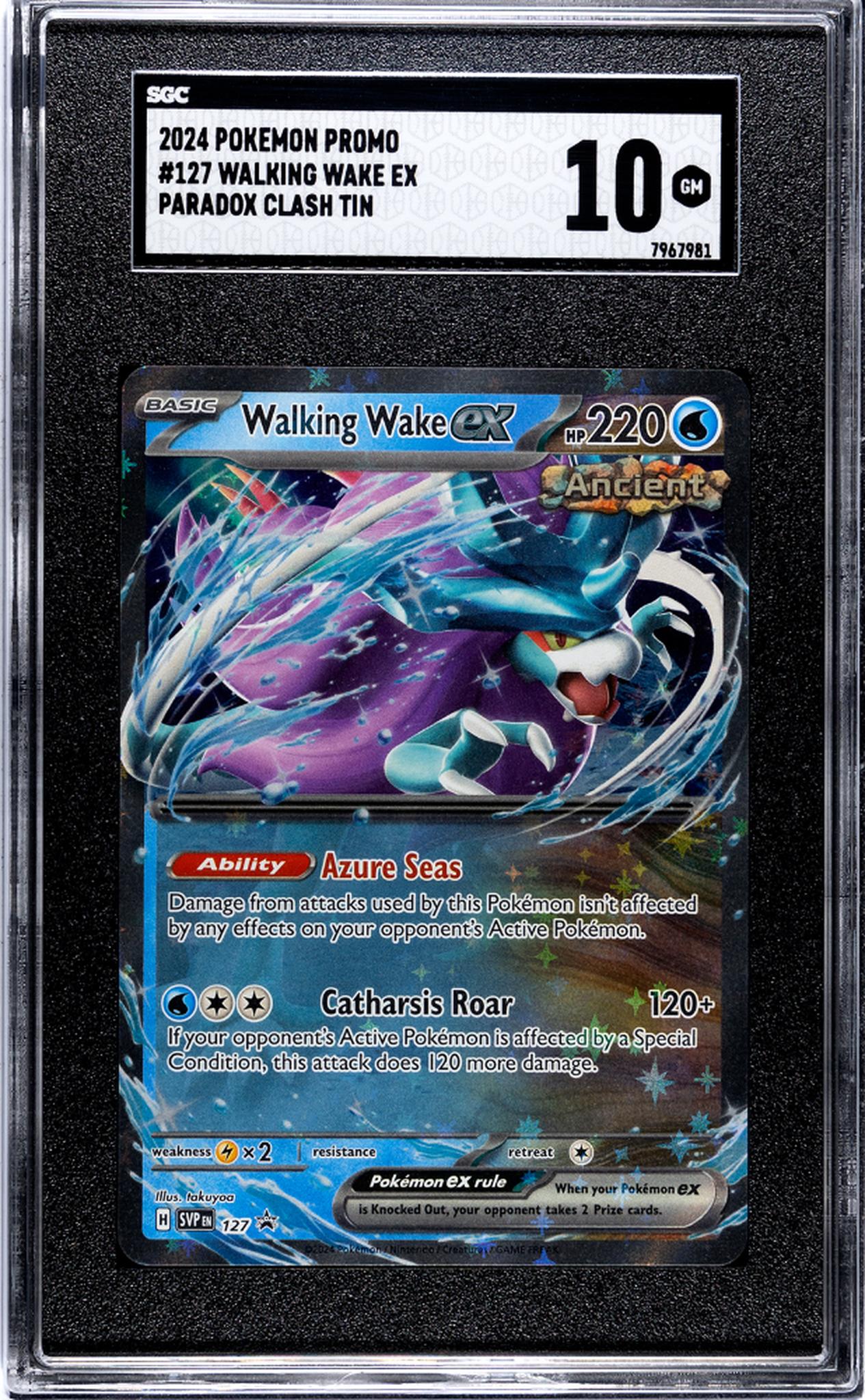 2024 Pokemon Promo #127 Walking Wake ex Paradox Clash Tin SGC 10