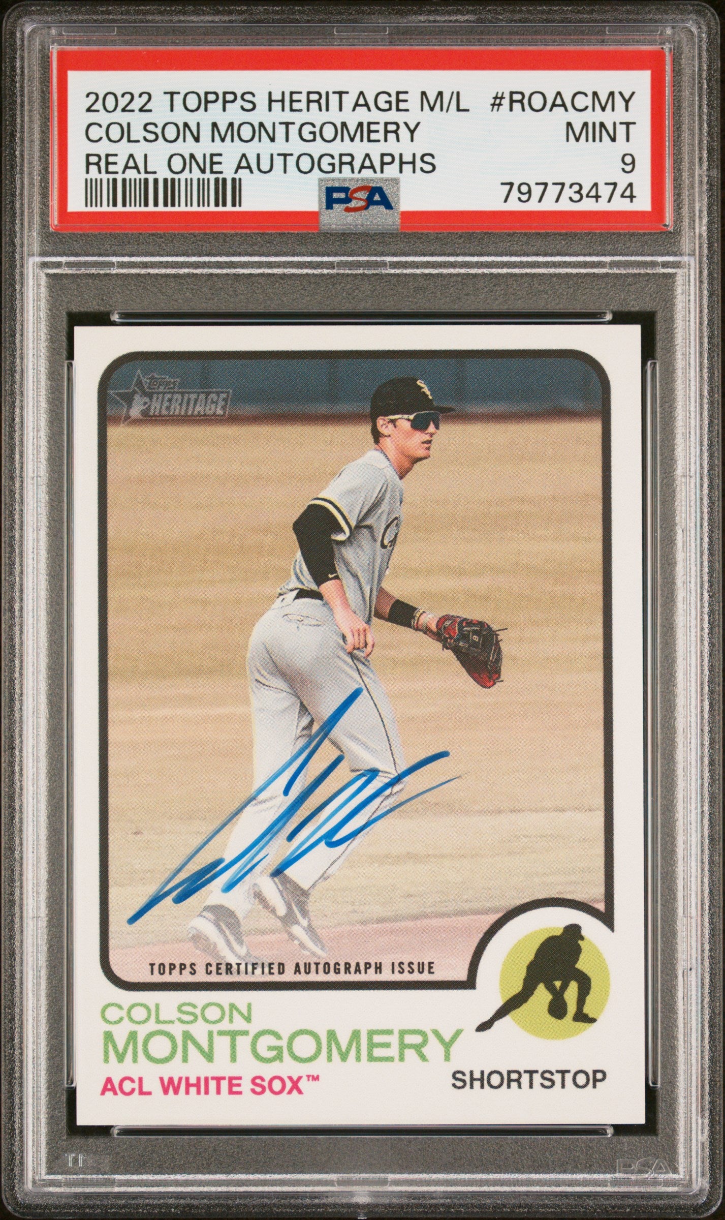 2022 Topps Heritage Minor League Real One Auto Colson Montgomery PSA 9