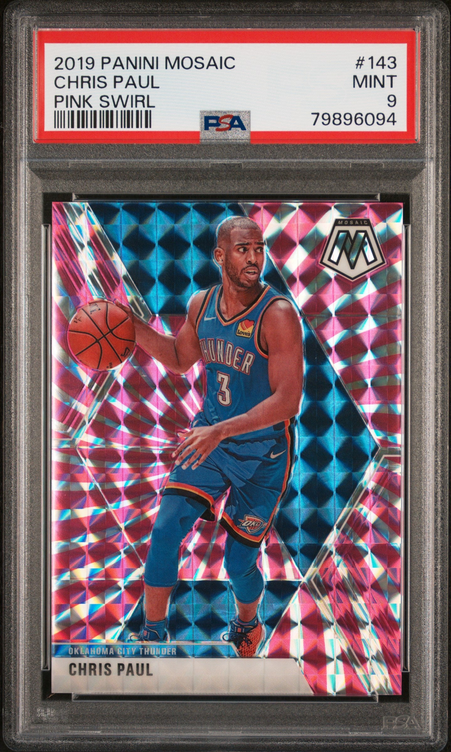 2019 Panini Mosaic #143 Chris Paul Pink Swirl Mosaic /11 PSA 9