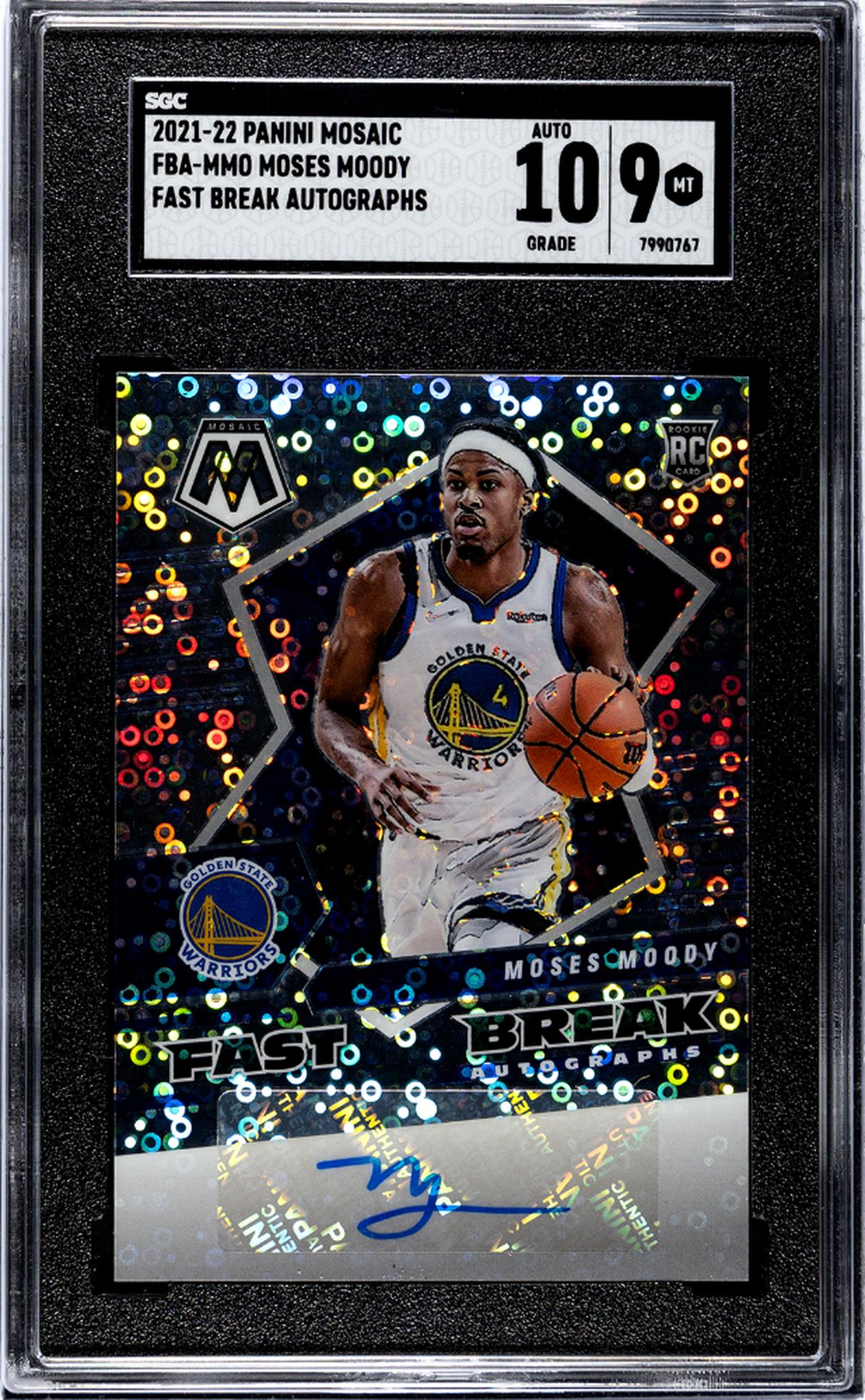 2021-22 Panini Mosaic #FBA-MMO Moses Moody Fast Break Autos. SGC 9