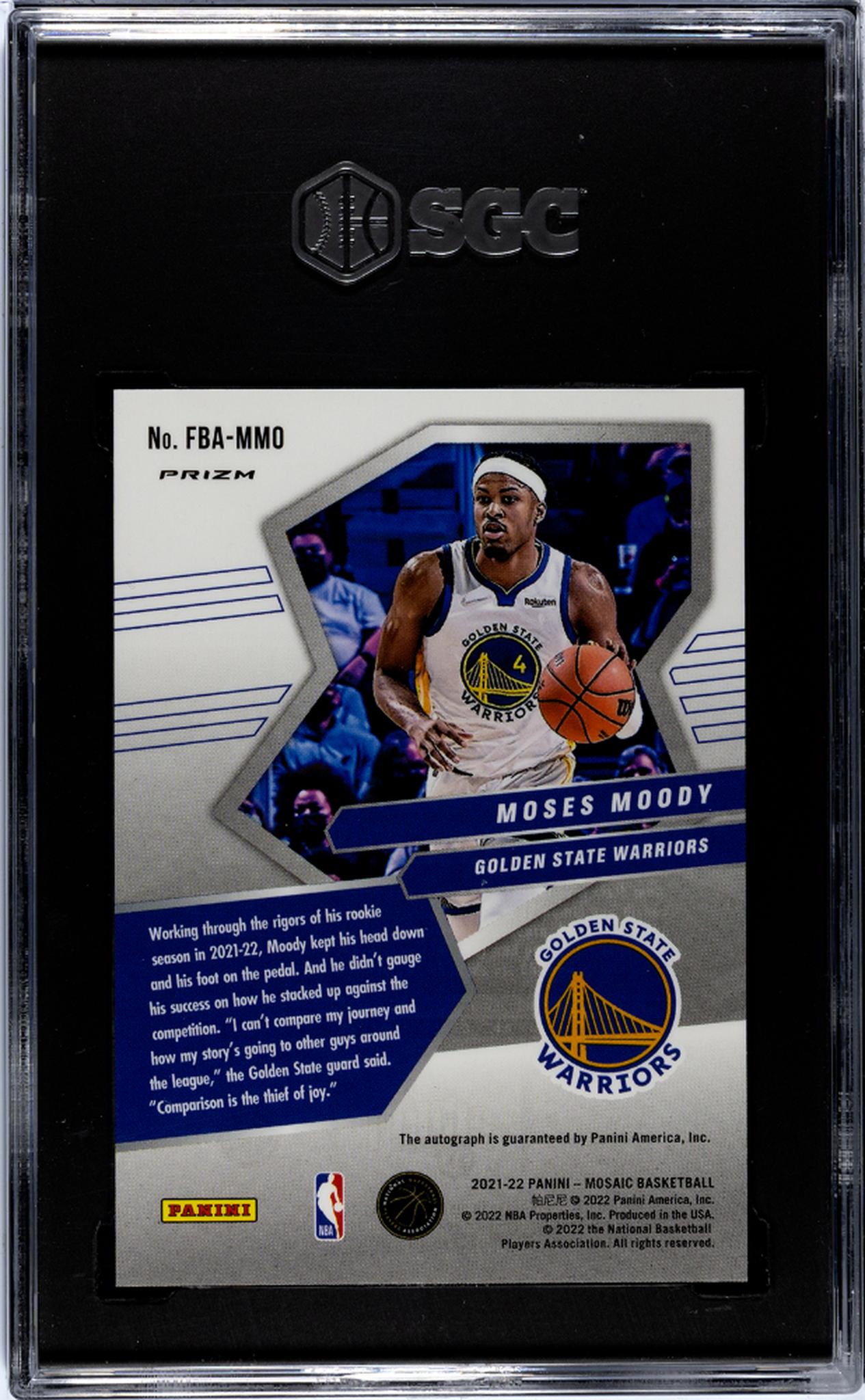 2021-22 Panini Mosaic #FBA-MMO Moses Moody Fast Break Autos. SGC 9