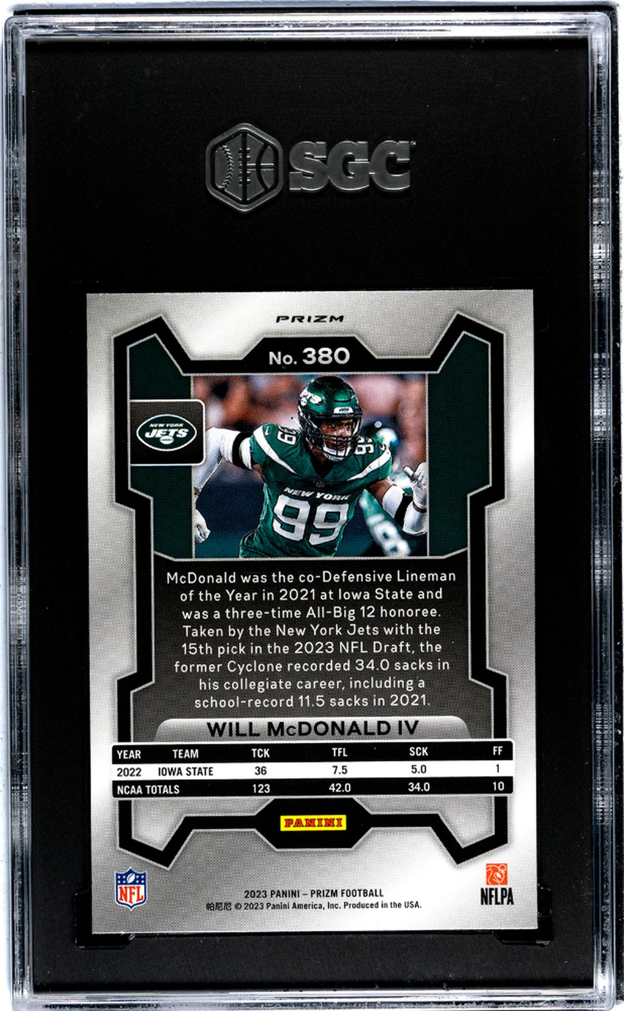 2023 Prizm #380 Will McDonald IV Silver Prizm SGC 10