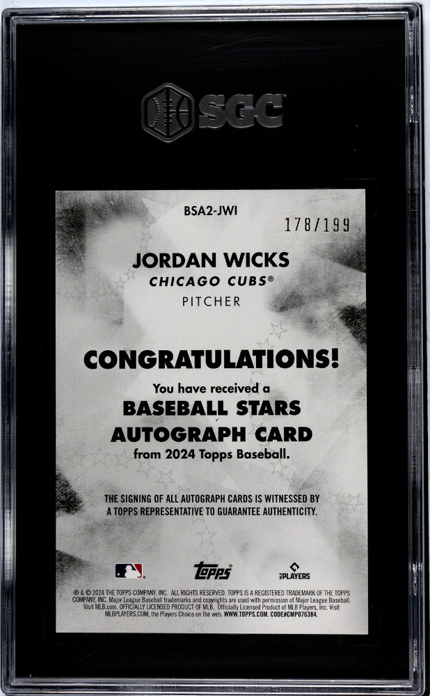 2024 Topps #BSA2-JWI Jordan Wicks Baseball Stars /199 SGC 10
