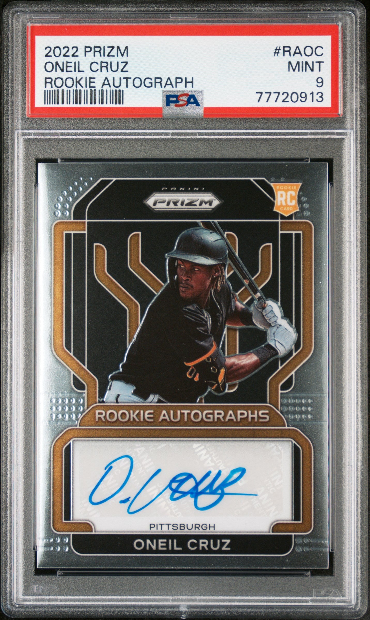 2022 Panini Prizm #44 Oneil Cruz Rookie Autograph PSA 9