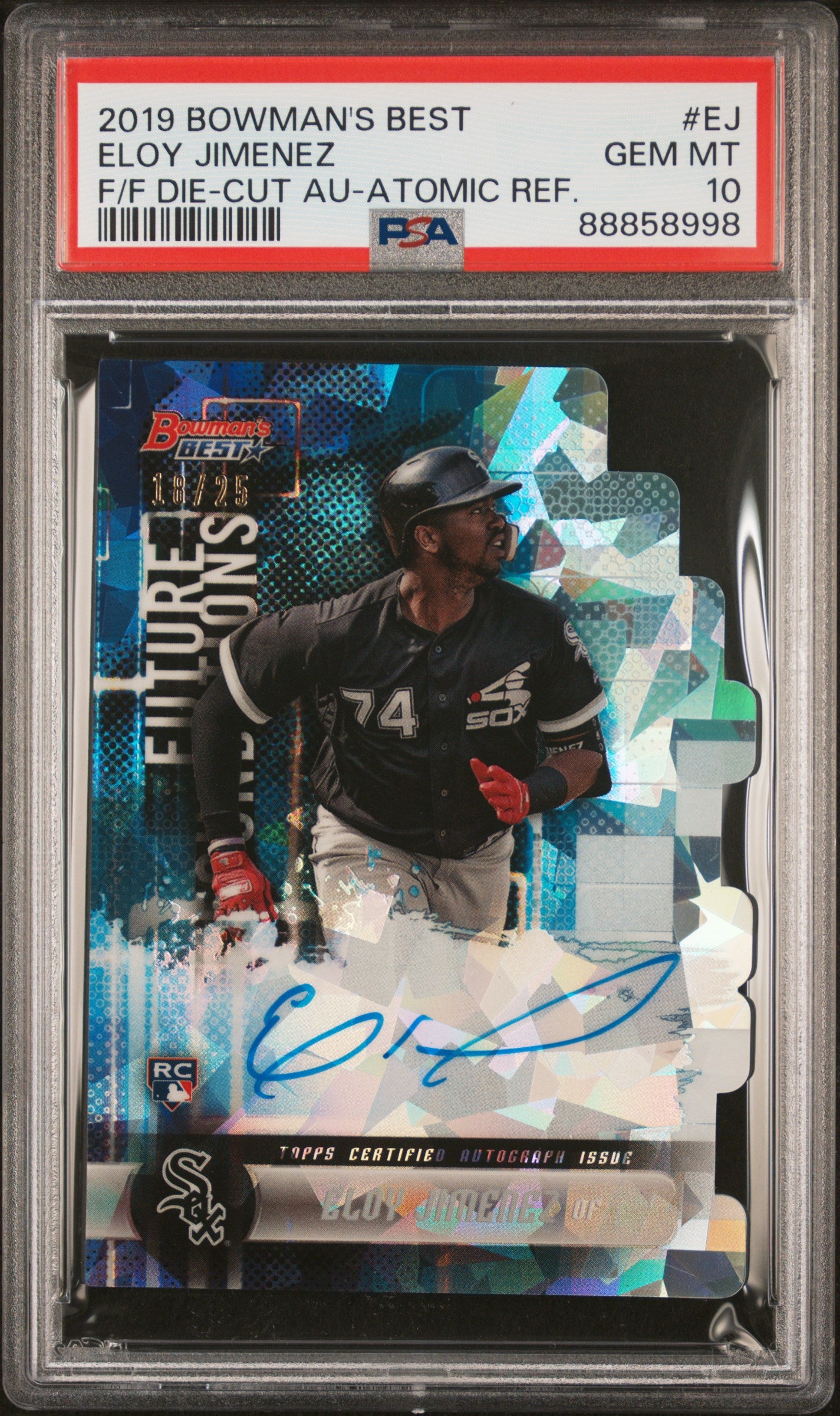 2019 Bowman's Best Future Foundations Die-Cut Autograph #EJ Eloy Jimenez Atomic PSA 10