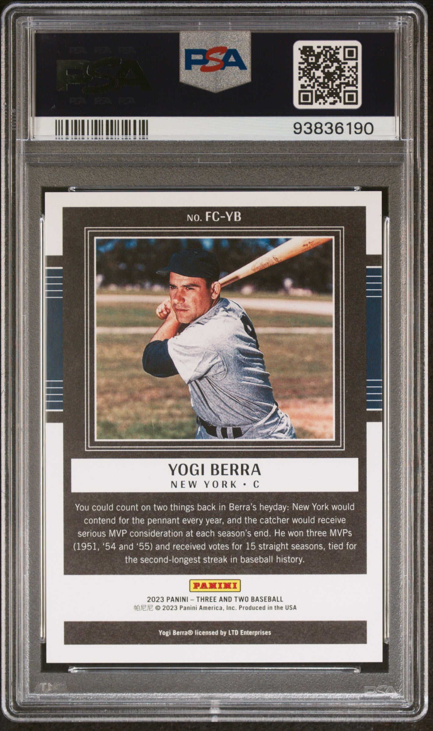 2023 Panini Three and Two Full Count Holo Gold Yogi Berra /25 #FCYB PSA 10